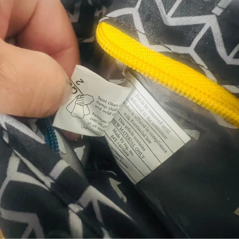 Lug Kids Organizer Pouch Black and Gray Geometric Chevron Pouch Yellow Zipper